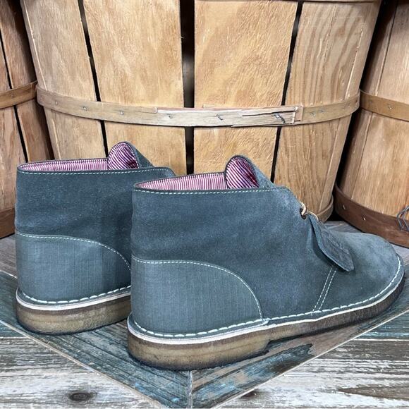Clarks x Herschel Sage Green Suede Denim Limited Edition Desert Boots Mens 10.5 - Picture 6 of 13